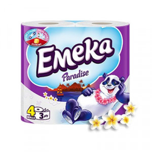 Hartie igienica Emeka Paradise, 3 straturi, 4 role, Alb