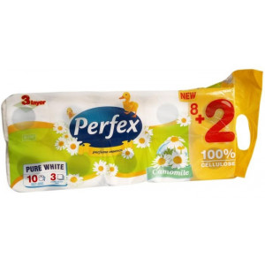 Hartie igienica Perfex Musetel, 3 straturi, 10 role, Alb