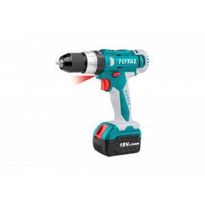 Masina de gaurit cu percutie si 2 acumulatori Total, 18V/LED Li-ion, mandrina automata 10 mm, 30 Nm cuplu, NM/ TIDLI228180, Turcoaz