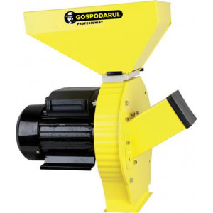 Moara electrica pentru cereale si furaje Gospodarul Profesionist PMP0042/NM, 2.5 Kw, 200 kg/h, 3000 Rpm, cuva mare, Galben/Negru