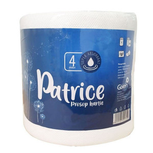 Prosop de bucatarie Patrice, 1 rola, 4 straturi, 130 foi, rola 29 m, Alb