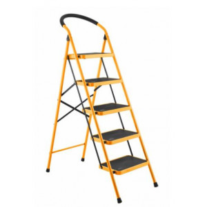 Scara pliabila din otel Tolsen, 5 trepte, 1085 x 495 x 1390mm, 150 kg, NM/ TL-62685, Galben
