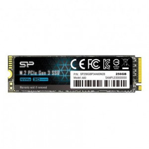 SSD Silicon Power A60 256 GB, PCIe Gen 3x4, M.2 2280, NM/ SP256GBP34A60M28, Albastru