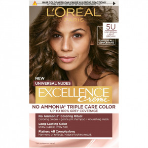 Vopsea de par permanenta fara amoniac L'Oreal Paris Excellence Universal Nudes 5U Light Brown, 192 ml