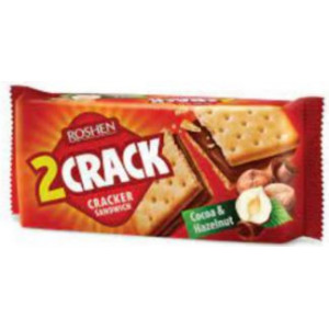 Biscuiti cu umplutura de cacao si alune Roshen 2 Crack 235g, NM21884