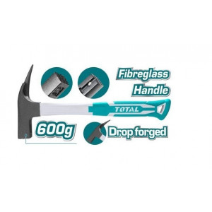 Ciocan dulgherie cu un cioc Total THTRH6006/NM, 600g, maner fibra sticla, Negru/Verde