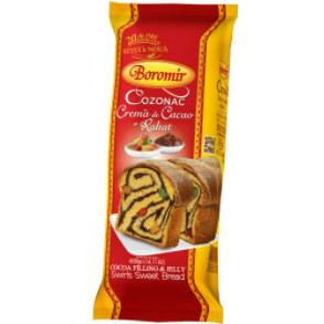 Cozonac cu crema de cacao si bucati de rahat Boromir 400g, NM25607