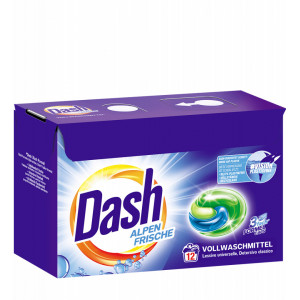 Detergent automat capsule Dash 3 in 1 Alpen Frische , 12 spalari, Albastru