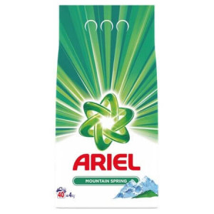 Detergent automat pudra Ariel Mountain Spring, 40 spalari, 4 kg, Alb/Verde