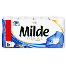 Hartie igienica Milde Cool Blue, 3 straturi, 16 role, Alb