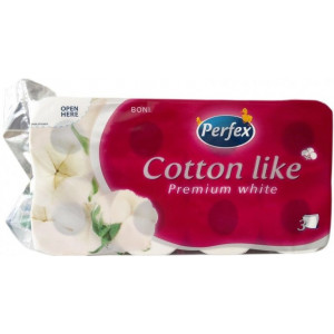 Hartie igienica Perfex Cotton Like Confort, 3 straturi, 10 role, Alb