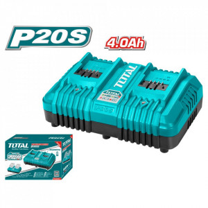 Incarcator dublu rapid Total TCLI2024/NM, 20V, 4A, incarcare 40 min, Verde