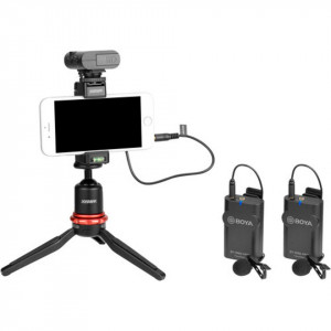 Kit lavaliere wireless Boya NMBY-WM4 Pro-K2, doua linii wireless 2.4Ghz, 2 microfoane lavaliera, 2TX+RX, DSLR & Smartphone, Gri
