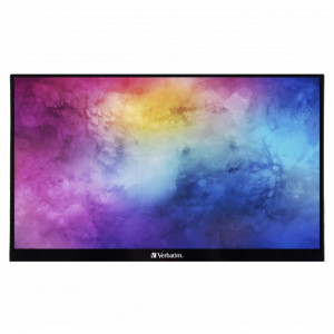 Monitor Portabil Touchscreen LED IPS Verbatim, 14'', Full HD, 6ms, HDR, 2x USB-C, HDMI, USB, Negru