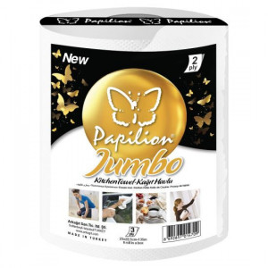 Prosop de bucatarie Papilion Jumbo Premium, 1 rola, 2 straturi, 300 foi, Alb