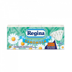 Servetele nazale Regina Camomilla Decor, 4 straturi, 10 pachete, Alb