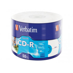 Verbatim CD-R 52X INKJET PRINT 700MB 50 PACK WRAP EXTRA PROTECTION
