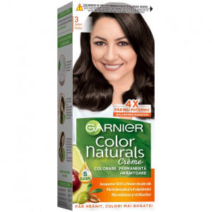 Vopsea de par permanenta cu amoniac Garnier Color Naturals 3 Saten Inchis, 110 ml