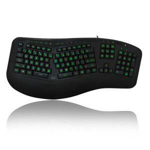 Adesso Tru-Form 150  3-Color Illuminated Ergonomic keyboard USB