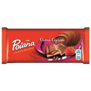 Ciocolata cu crema de capsuni Poiana 90g, NM27044
