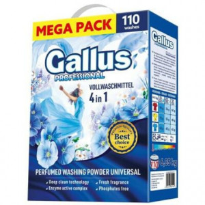 Detergent automat pudra Gallus Profesional 4 in 1, 110 spalari, 6.05 kg, Albastru