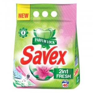 Detergent automat pudra Savex 2 in 1 Fresh, 40 spalari, 4 Kg, Multicolor