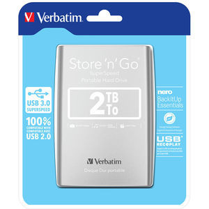 HDD extern Verbatim 2 TB, 2.5 inch, USB 3.0 gen 2, NM/ 53198, Argintiu