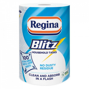 Prosop de bucatarie Regina Blitz, 1 rola, 3 straturi, 100 foi, 33 m, Alb