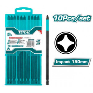 Set 10 biti de impact Total TACIM16PH263/NM, PH2 x 150 mm, Verde/Negru