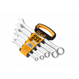 Set de 5 chei de piulite combinate Cr-V Tolsen, 8-19mm, finisaj mat, NM/ TL-15886, Argintiu
