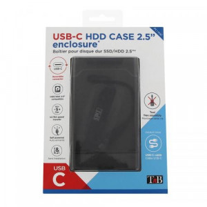 Carcasa din plastic pentru HDD extern TnB 2.5 inch + cablu USB-C, NM/ TCHDCASE25, Negru
