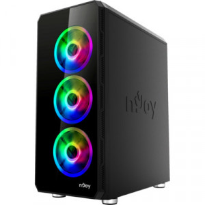 Carcasa PC nJoy Arena, ARGB, Middle tower, ATX, deschidere laterala, NM/ CSMD-E000UAN-BL01B, Negru