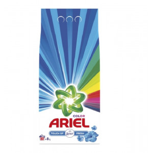 Detergent automat pudra Ariel Touch of Lenor Fresh, 80 spalari, 8 kg, Alb/Blue