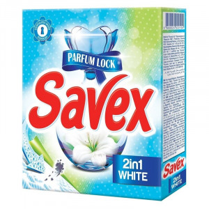Detergent automat pudra Savex 2 in 1 White, 3 spalari, 300 g, Albastru