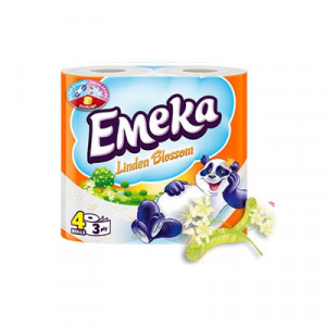 Hartie igienica Emeka Linden Blossom, 3 straturi, 4 role, Alb