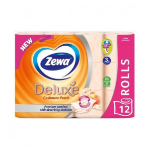 Hartie igienica Zewa Deluxe Cashmere Peach, 3 straturi, 12 role, Portocaliu