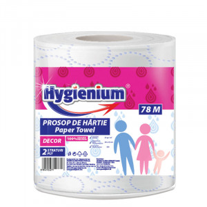 Prosop de bucatarie Hygienium Family, 1 rola, 2 straturi, 78 m/rola, Alb