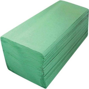 Prosop industrial de hartie Gloria tip V, 1 strat, 6 x 200 foi, 21 x 23 cm, Verde