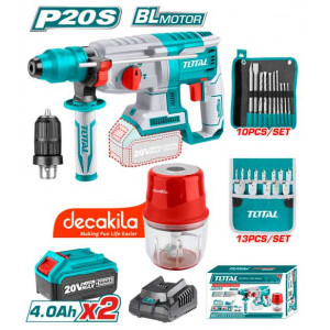 Rotopercurtor cu acumulator Total, 20V, 2 acumulatori inclusi 4Ah cu accesorii, NM/ TOSLI23031E, Turcoaz