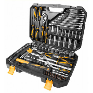 Set de chei tubulare si diferite unelte Tolsen TL-85354NM, 116 bucati, Galben/Negru