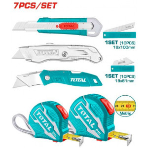 Set ruleta si cutter Total, 7 bucati / set, NM/ TOS23037, Turcoaz