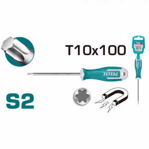 Surubelnita Torx Total THT26T10100/NM, TX T10, diametrul 5 mm, lungime 100 mm, Verde