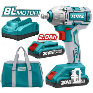 TOTAL - Masina de insurubat cu impact cu acumulator 20V-2.0Ah Li-Ion (2 acumulatori) - 1/2"