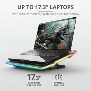 TRUST GXT 1126 Aura Multicolour-illuminated Laptop Cooling Stand