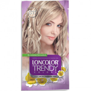 Vopsea de par semi-permanenta fara amoniac Loncolor Trendy Colors B11 Metal Blonde, 2 x 25 ml