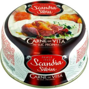 Carne de vita in suc propriu Scandia Sibiu 300g, NM26634