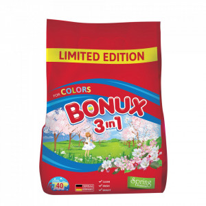 Detergent automat pudra Bonux 3 in 1 Color Spring Freshness, 40 spalari, 4 Kg, Rosu