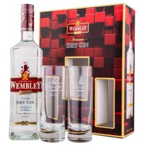 Dry gin Wembley 700ml, 40% + 2 pahare, NM21414