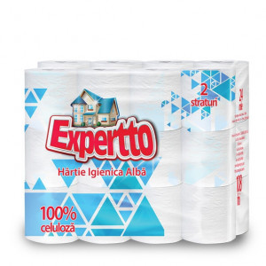 Hartie igienica Expertto Fresh, 2 straturi, 108 foi, 24 role, Alb