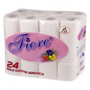 Hartie igienica Fiore, 2 straturi, 24 role, Alb